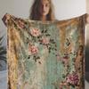 1 Coperta Floreale Chic, Decorazione a Tema Vintage, Perfetta per Soggiorno e Camera da Letto, Calda Coperta per Estetica Casa Retrò