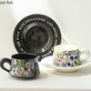 Vintage Floral Pattern Ceramic Dining Plate Steak Plate Dessert Plate Sushi Plates Mug Set Bread Basket Specialty Tableware