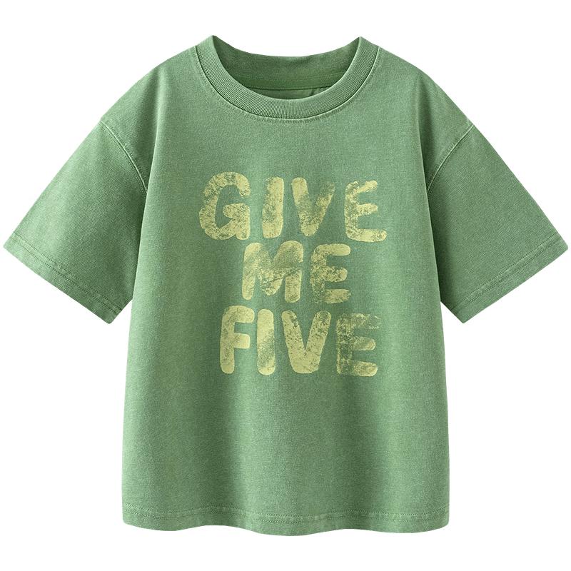 

Minibala Unisex Kids Retro Snowflake Letter Short Sleeve T-Shirt 120