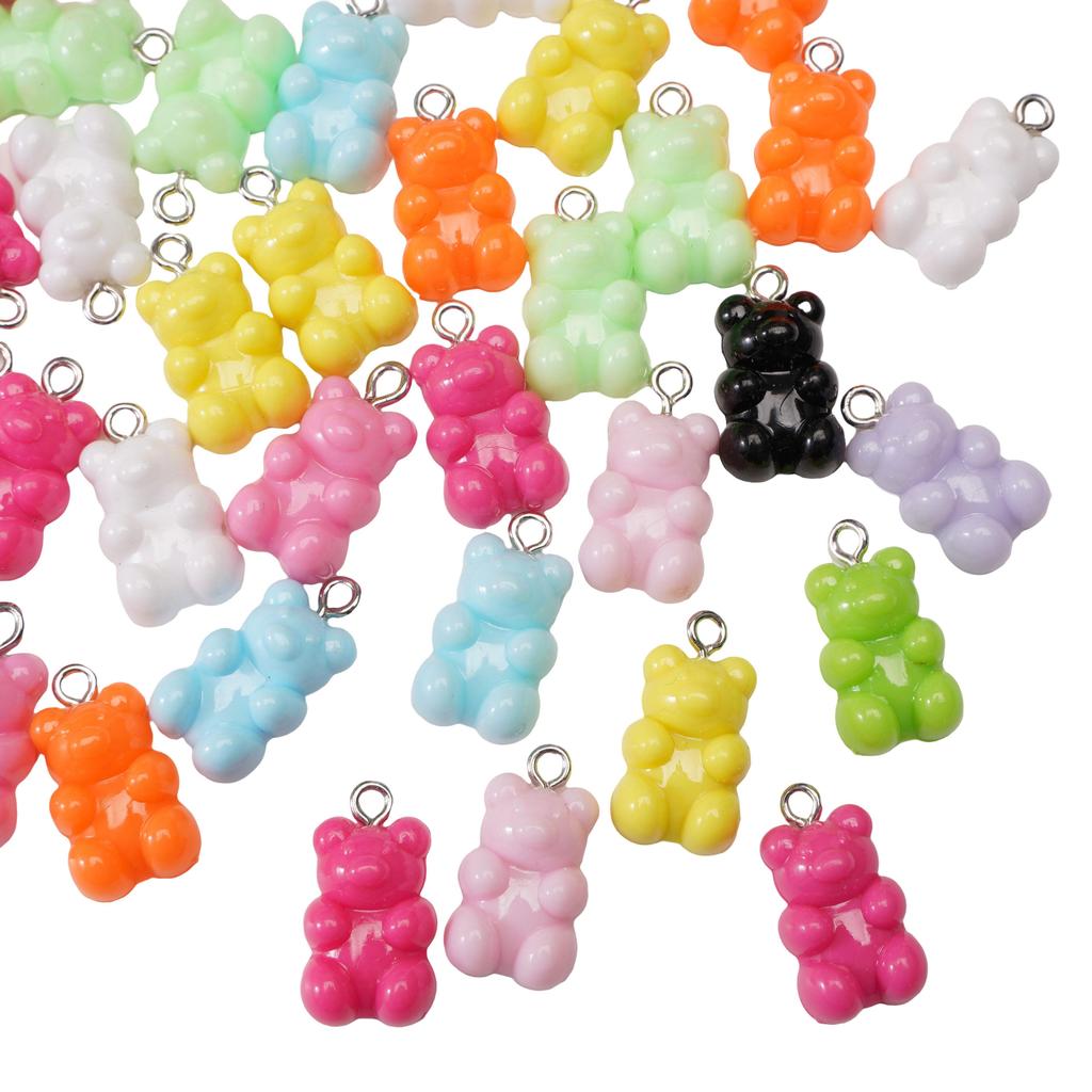 Cute Resin Gummy Bear Pendant Charms for Jewelry Findings DIY Accessories