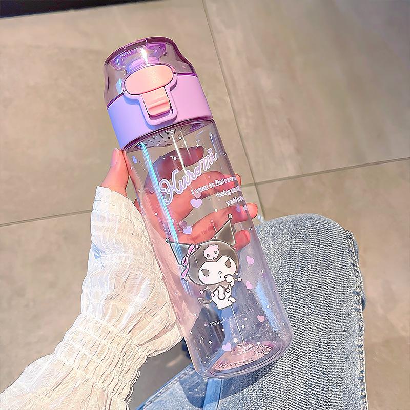 

550ml Sanrio Plastic Water Bottle Cute Cinnamoroll Kuromi Water Cup Girls Plastic Drink Bottle Portable Outdoor Sports Cups B