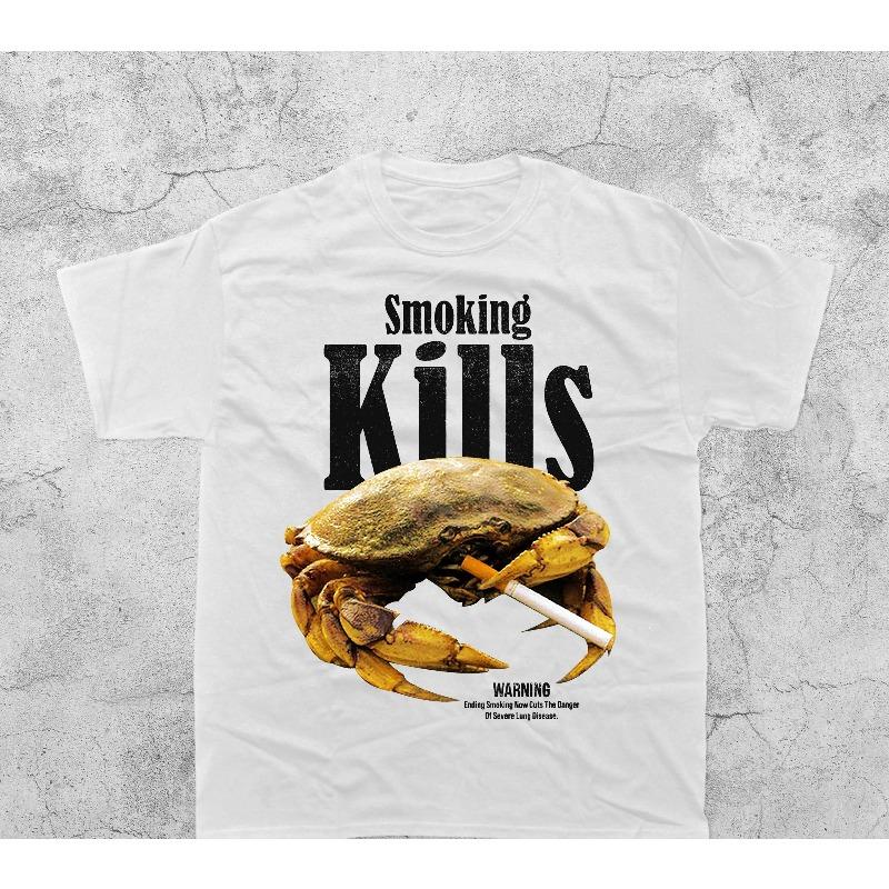 Fun Anti Smoking Advertising Graphic Tshirt Retro Humorous Meme Tshirt Summer New Retro Unisex Casual Fashion Y2K Tshirt