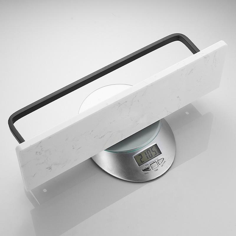 Black/White Marble Bathroom Shelf Wall-mounted Bathroom Storage Rack Aluminum Shower Stand With Rod Bathroom Accessory