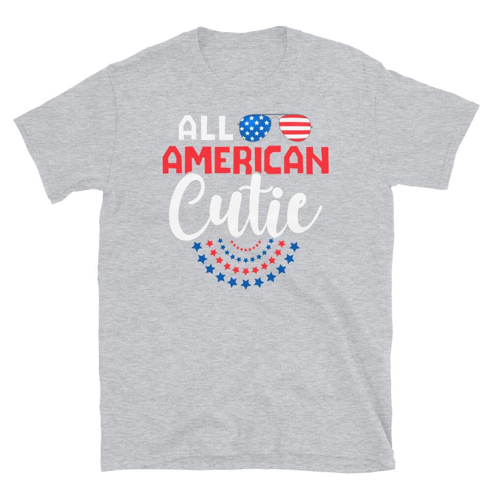 Всеамериканская Красотка Четвертое Июля США Америка Футболка Унисекс с Коротким Рукавом 4XL