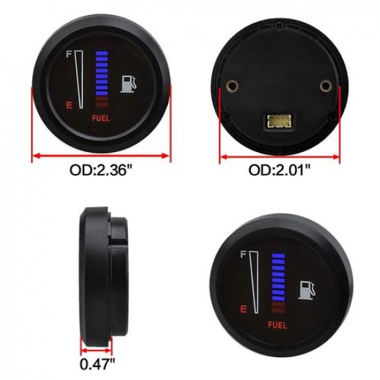 12/24V 2" 52mm Car Motorcycle Fuel Level Meter Gauge LED Display Digital 10 Grid