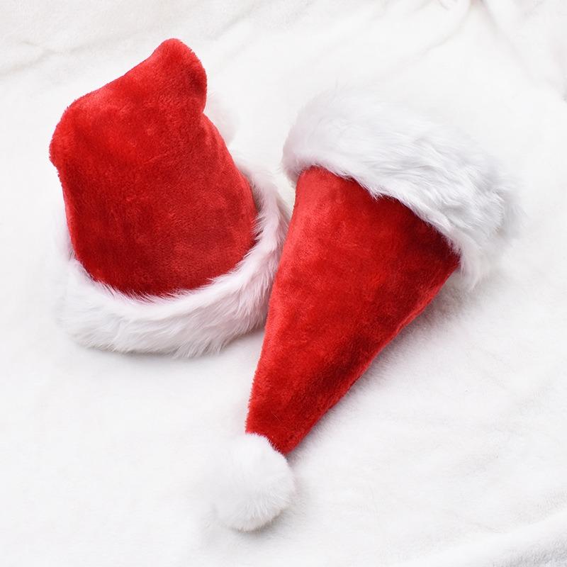 Flannel Hat Christmas Red Decoration Supplies Double Layer Hat for Adults and Children