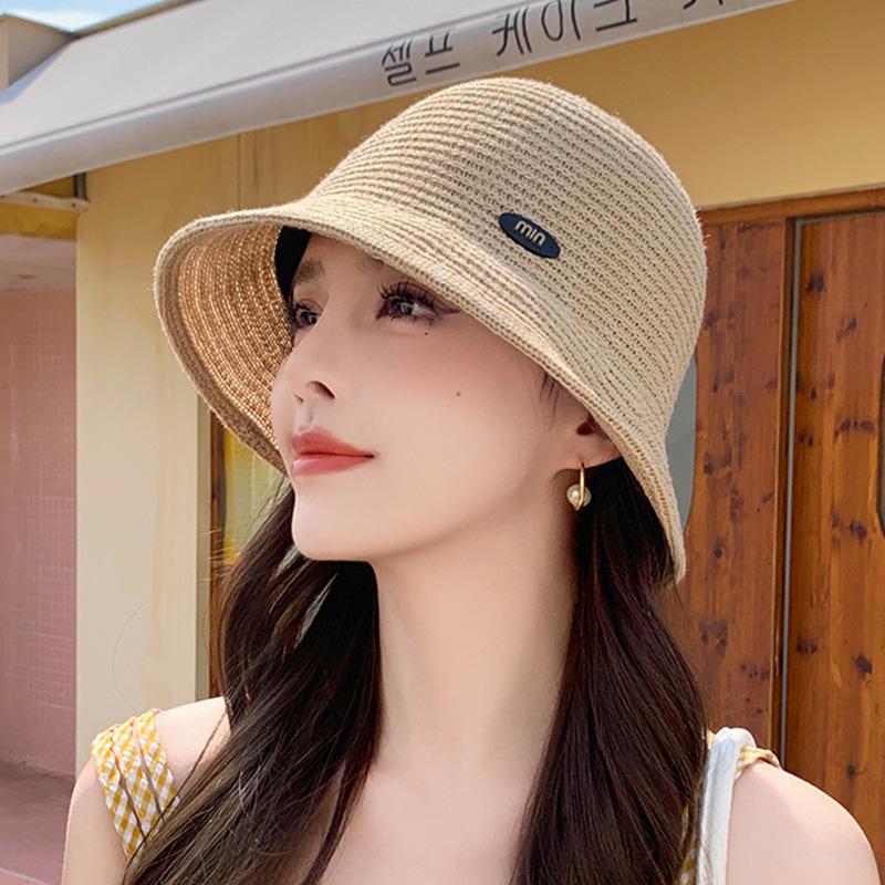 

Новая дышащая хлопковая пряжа вязаная панама женская модная универсальная летняя козырек для прогулок повседневная и элегантная One Size хаки