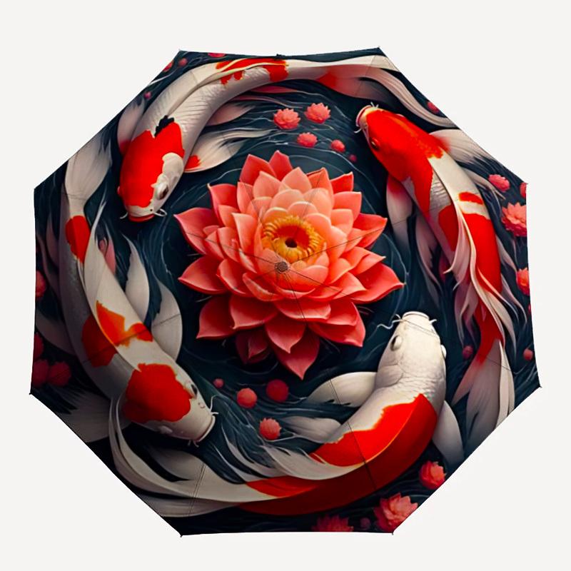 

1pc Koi Fish Pond Folding Umbrella, Durable, Suitable for Outdoor Activities or Rain, Suitable for Commuting yy251027082