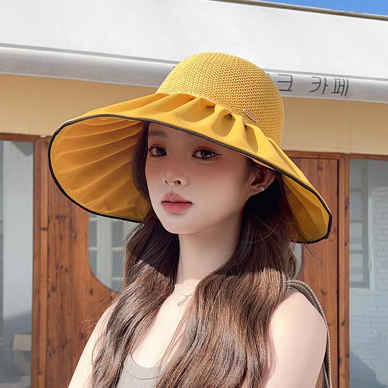 Sun hat children summer hollow breathable bow bucket hat outdoor travel UV protection face hat