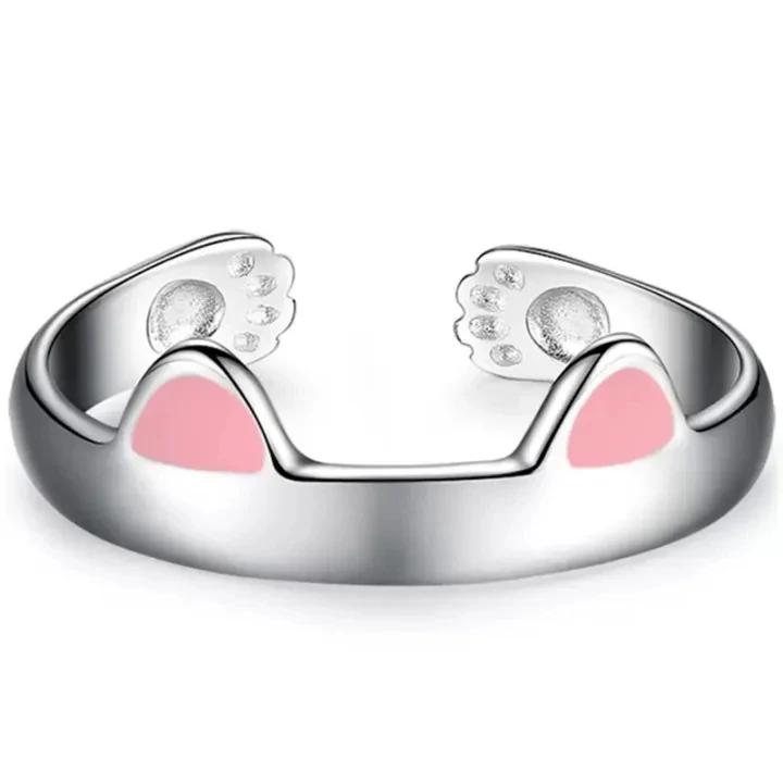 Y2K Cute Cat Paw Print Ring for Women Girls Cat Claw Embrace Tightly Design Open Rings Fashion Party Birthday Finger Rings Gifts