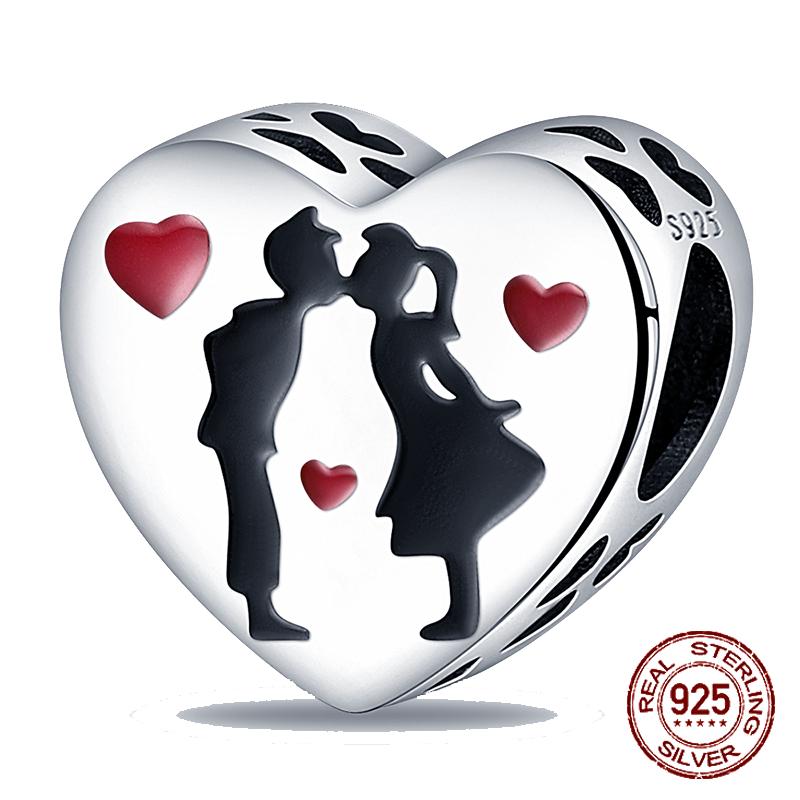 925 sterling copper boys and girls lovers pendant charms Fit 4MM hole diameter bracelet charm beads necklace Diy female Zircon