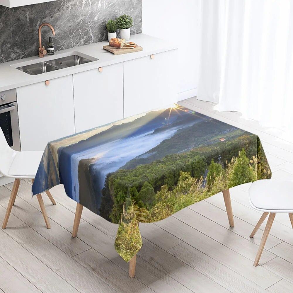 Sunset  Scenery Printed Table Cloth Camping Picnic   Stain Resistant Waterproof Kitchen  Home Decoration