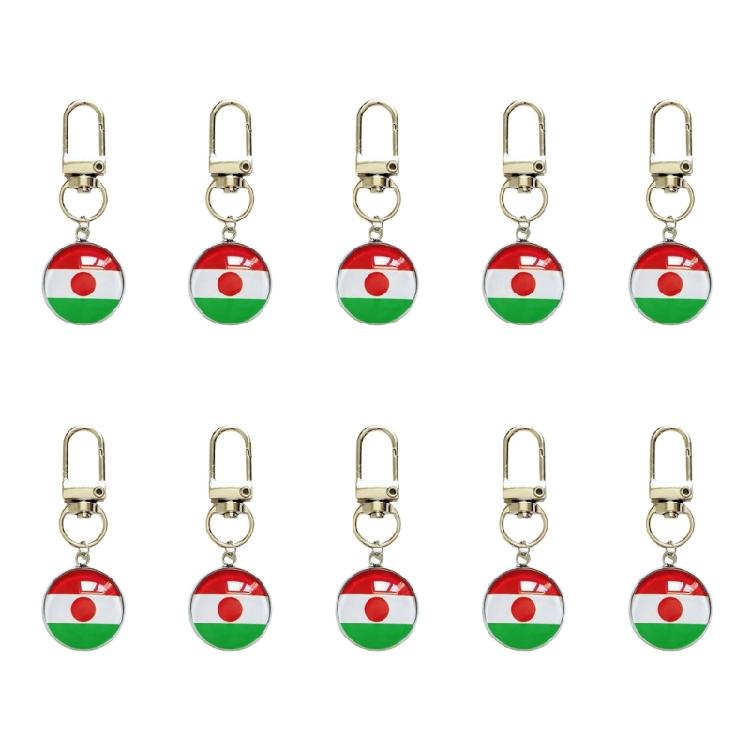 10PCS/Lot Trend Football Keychains Feature Bright Country Flags Rustproof Alloy And Glass Backpacks Decoration