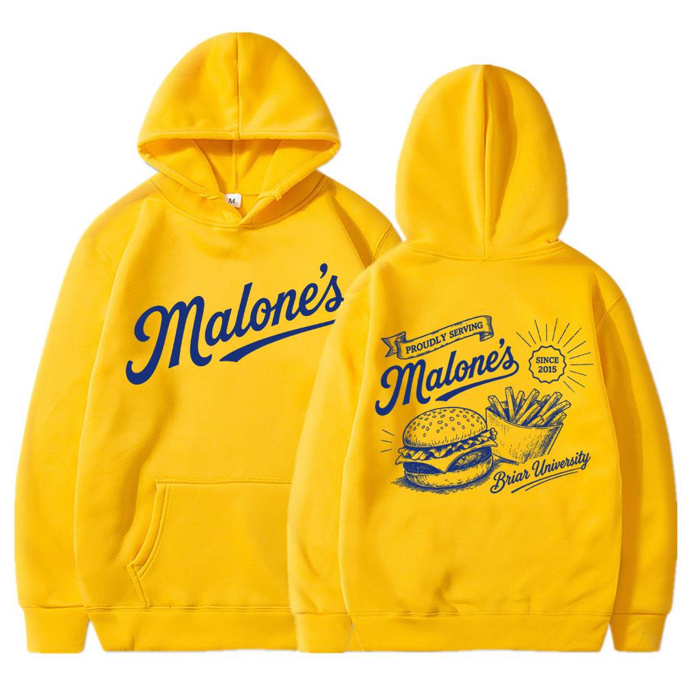 Off Campus Malone's Burger Graphic Hoodie Men Women Fashion Vintage Harajuku Long Sleeve Oversized Tracksuit