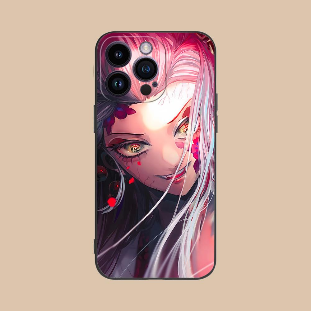 Demon Slayer Daki Gyutaro Phone Case for iPhone 16 15 14 13 12 11 X XR XS 8 7 Pro Max Plus Mini Black Cover Cellphones Pretty