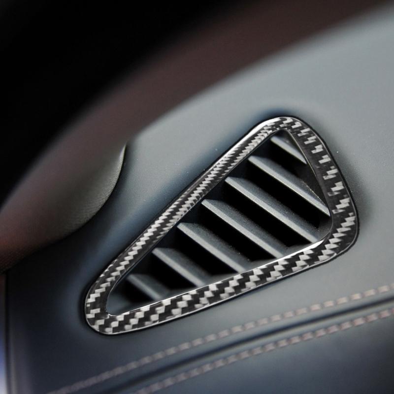 Real Carbon Fiber Car Accessories Dashboard Air Vent Decorative Cover Soft Sticker For BMW X5 F15 2014-2018 X6 F16 2015-