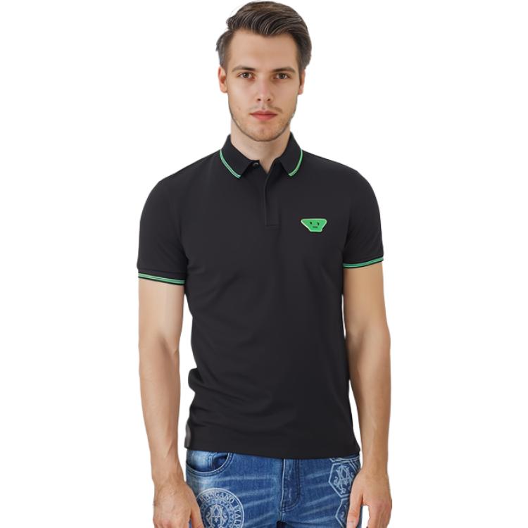 Emporio Armani Color Block Casual Short Sleeve Polo Shirt Men Tops Black 3H1F93-1J46Z-0999