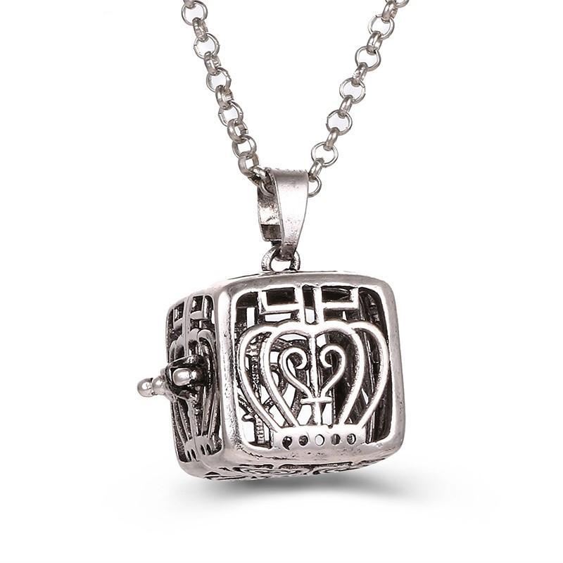 Mexico Chime Two-Color Feather Caller Locket Piano Ball Necklace Essential Oil Diffuser Perfume Musical Pendant New Jewelry