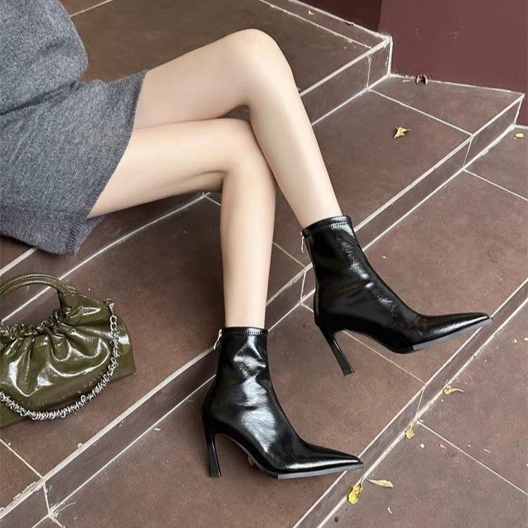 Pointed European and American Thin Heel Thin Boots High Heel Short Boots Women's New Autumn and Winter High Heel Short Boots In 2024