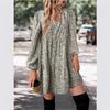 Hot-selling European and American foreign trade new dresses, round neck small floral long-sleeved bohemian dress