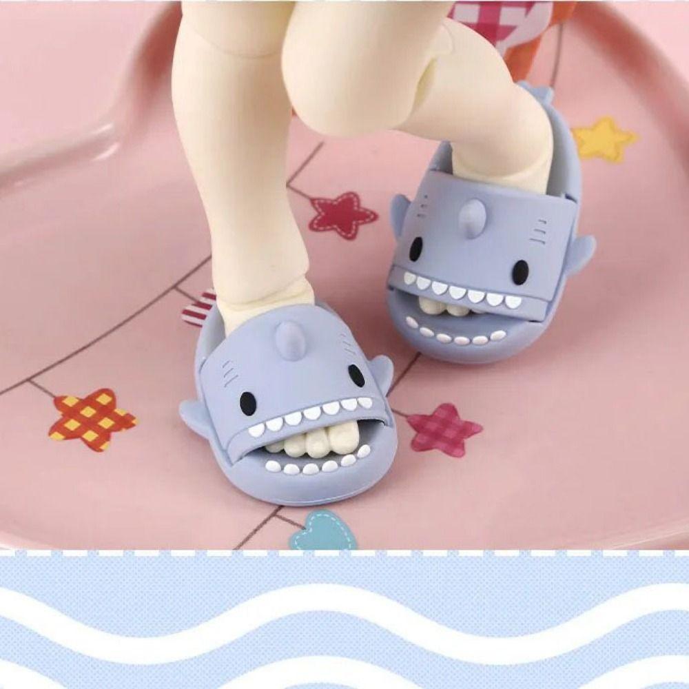 Mini Chaussures de Poupée BJD12 Bout Rond Chaussures Requin OB11 Pantoufles Requin Poupée Ob11 Pour Poupée Bjd 1/12