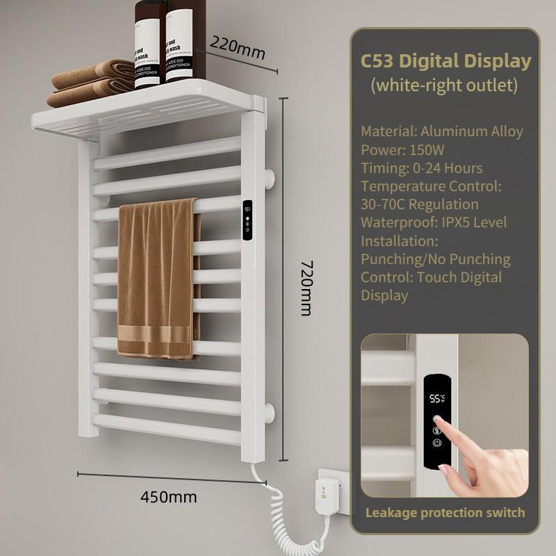 Household Intelligent Constant Temperature Drying Bathroom Towel Bar Touch Control Storage Rack Electric Towel Rack