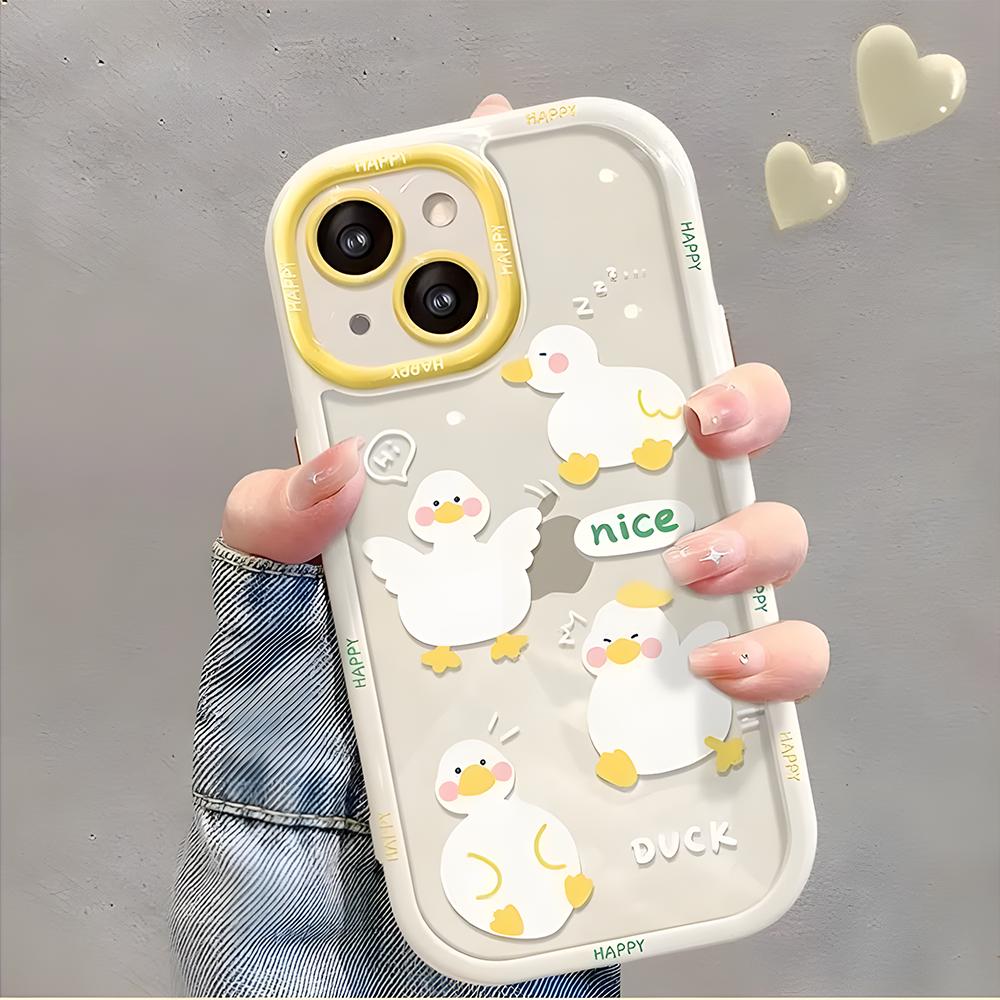 Roztomilý kreslený kachní obal na telefon pro iPhone 15 Case iPhone 13 11 12 14 Pro Max XR XS X 7 8 Plus SE Nárazuvzdorný nárazník Měkký kryt