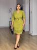 European & American Women's V-Neck Pleated Beaded Ruffle Bodycon Dress - Spring/Summer 2026 Collection