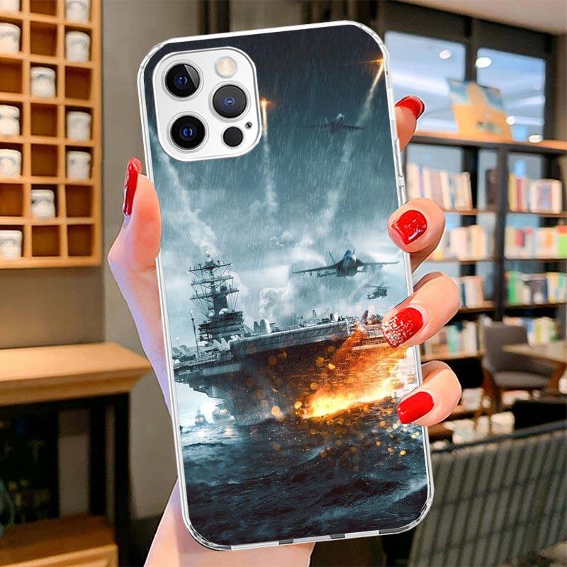 Military Aircraft Warship Fighter Cover Phone Case For iPhone 16 17 Air 15 14 Pro Max 16E Phone Case 13 Mini 12 11 7 SE 8 Print
