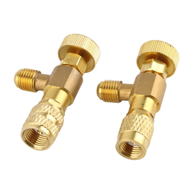 2pcs Liquid Safety Valve R410A R22 Air Conditioning Refrigerant 1/4 "Safety Adapter