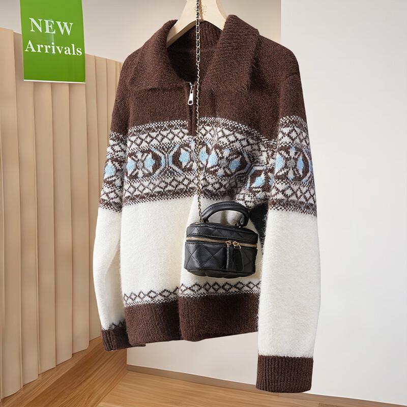 

Women s Soft Warm Lamb Wool Blend Half-Zip Sweater One Size