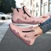TUINANLE Women High Tops Shoes Spring Zipper Casual Anti Slip Flat Sneakers Girl's Ankle Boots Pink Ladies Shoes