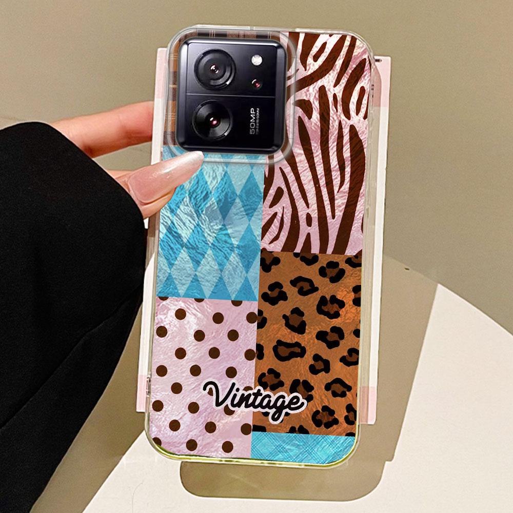 Vintage Blue Leopard Print Phone Case for Xiaomi 13T 14T 11 Lite NE Poco X5 M6 Pro X6 X7 X3 Pro NFC C65 C61 M5S Women Girl Cover