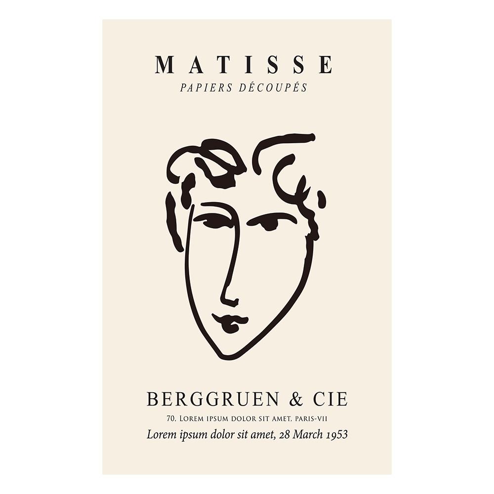 Bohemian Abstract Matisse Beige White Line Wall Art Poster Minimalist Canvas Paintings Print Picture for Living Room Interior Home