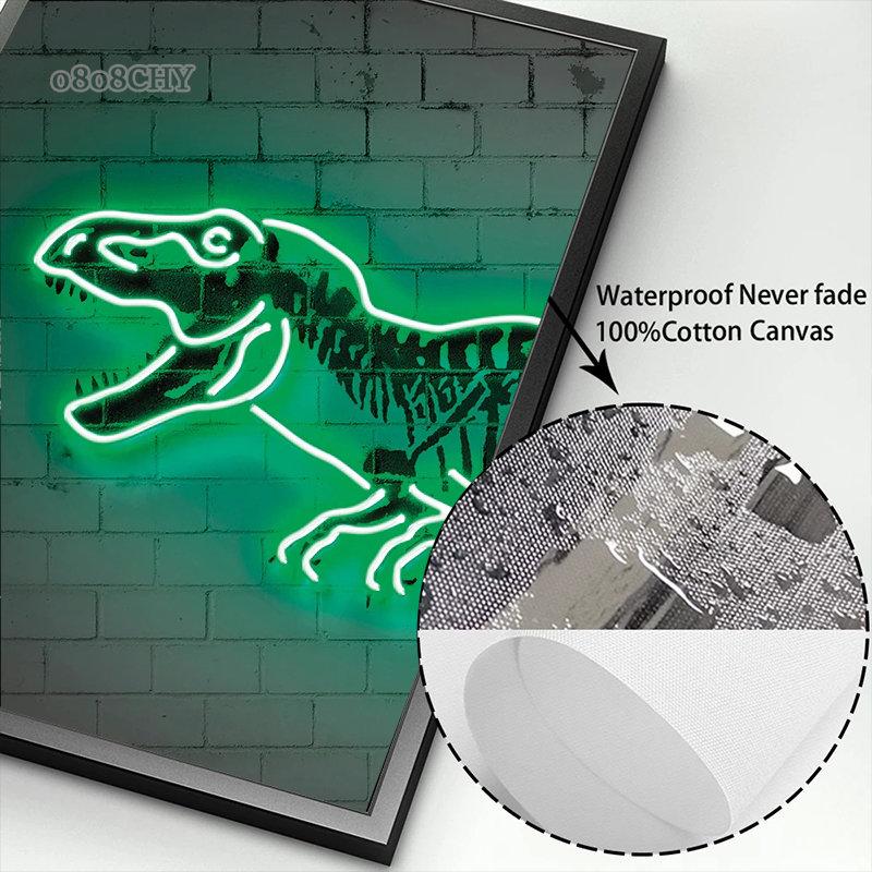 Neon Art Animals Canvas Prints Paintings Abstract Tiger Zebra Balloon Dog Bull Graffiti Posters Unique Home Bar Wall Art Decor