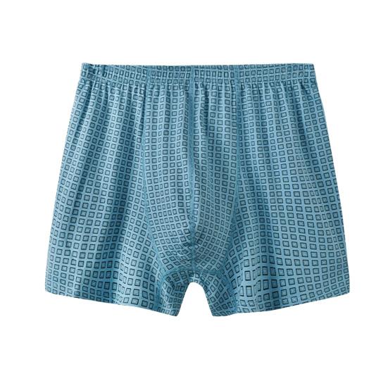 Men Boxer Underwear Elastic High Waist Design Plaid Print U-Convex Shorts Briefs Loose Fit Panties Daily Wear