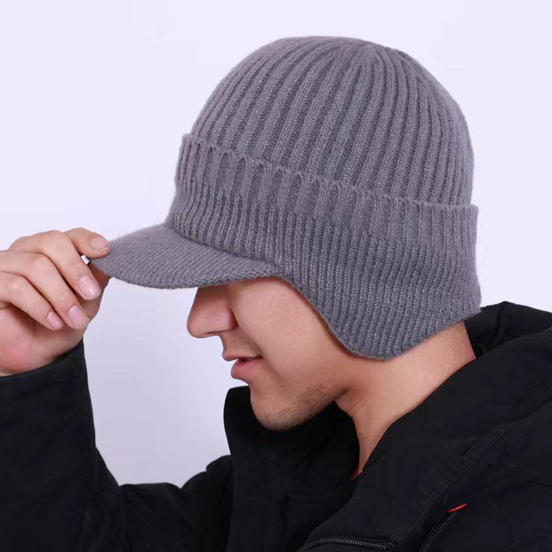 2025 New Ear Protector Hat Knitted Hat Outdoor Riding Wool Hat Fleece Cap Ski Hat Pullover Hat Men's Hat