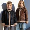Winter Kids Suede Artificial Leather Jacket Boys Girls Faux Fur Coat Thick Warm Fleece Outerwear Teen Children Top Clothes 2-15 Years