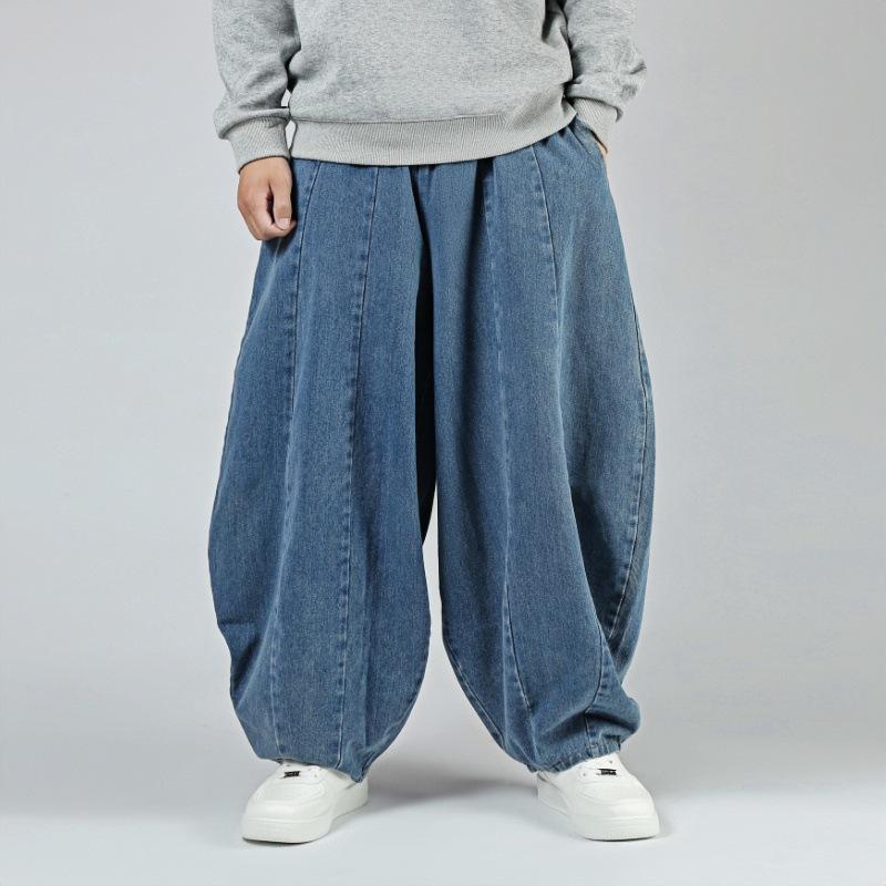 

«Мужские джинсы-шаровары в японском ретро-стиле с широкими штанинами на весну и осень 2025 года» 2XL