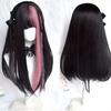 Syntetyczny czerwony Ombre czarny kolor Lolita długie proste peruki z grzywką codzienna peruka do cosplay na imprezę dla kobiet