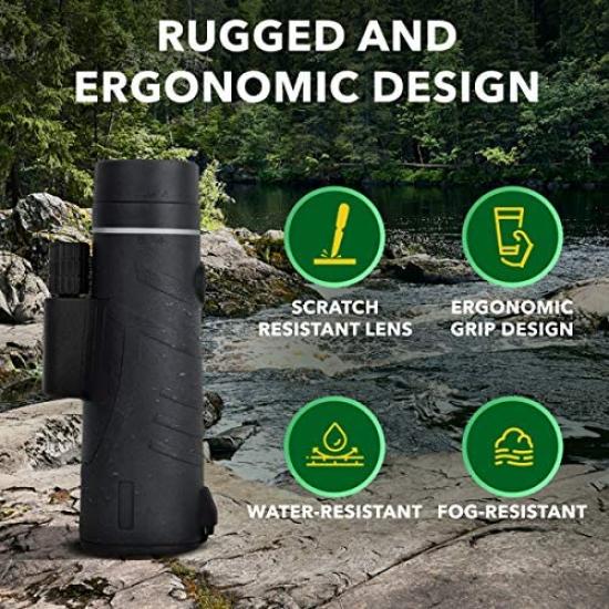 STARSCOPE Field of View Monocular Smart Portable Waterproof Shockproof Telescope with Tripod Handheld Telescope with BAK4 Prism Pocket Telescope for