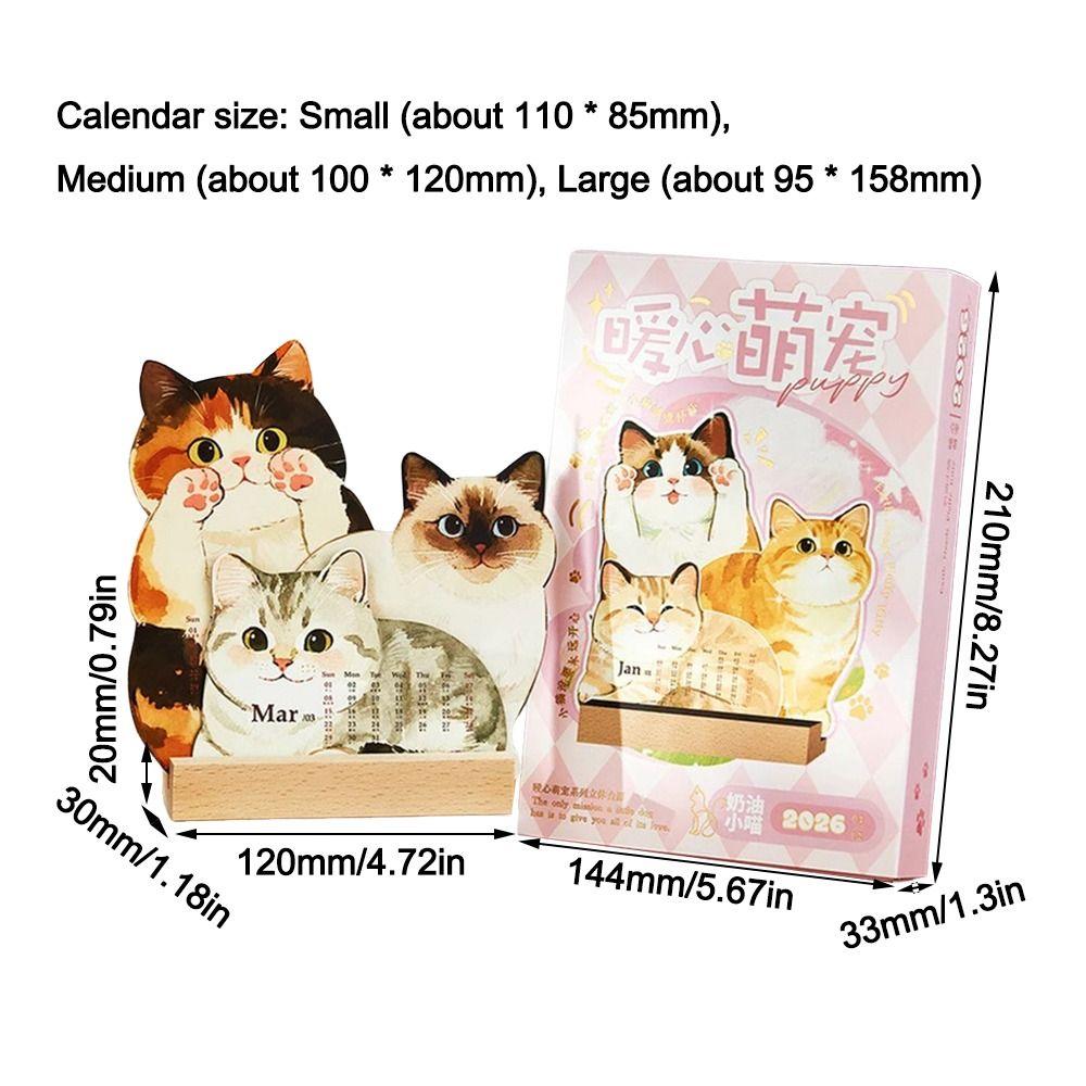 Cute Cat Dog 2026 Desk Calendar Pet Illustration Daily Scheduler Standing Calendar 365 Days Desktop Decoration Desktop Calendar