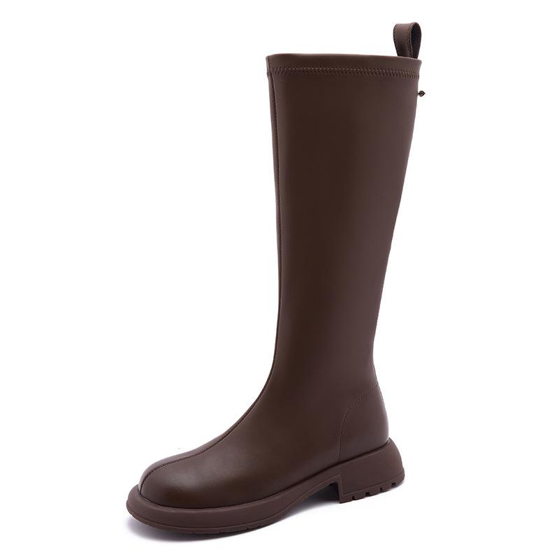 

Женские осенне-зимние ботинки на молнии сзади, новые модели 2025 года, но высокие ботинки до колена на толстой подошве, женские ботфорты, ботинки 40