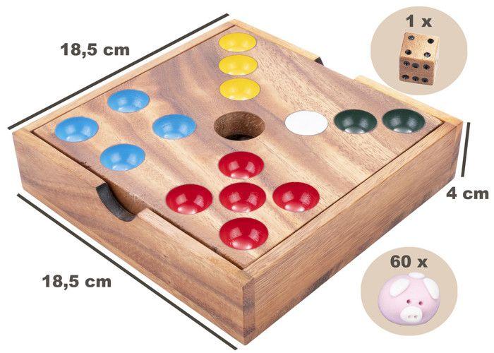 Trou du Cochon - Pig Hole - Jeu familial - Ecologique - 60 cochons céramique - Dé et Coffret en bois - 350440 - 6 ans +