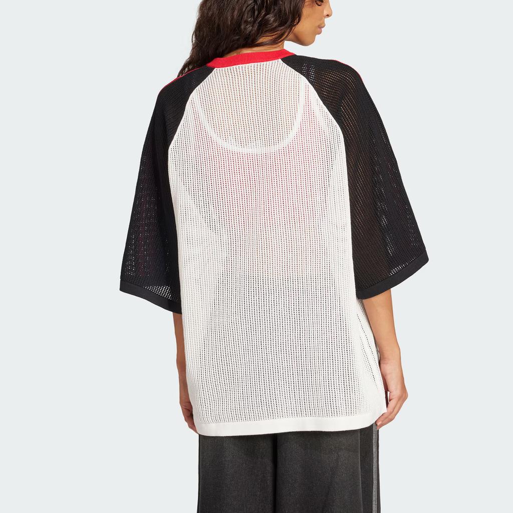 adidas Originals SS25 Sports Pullover Simple Short Sleeve Football Shirt Women Tops White Black Light-Crimson KD2269