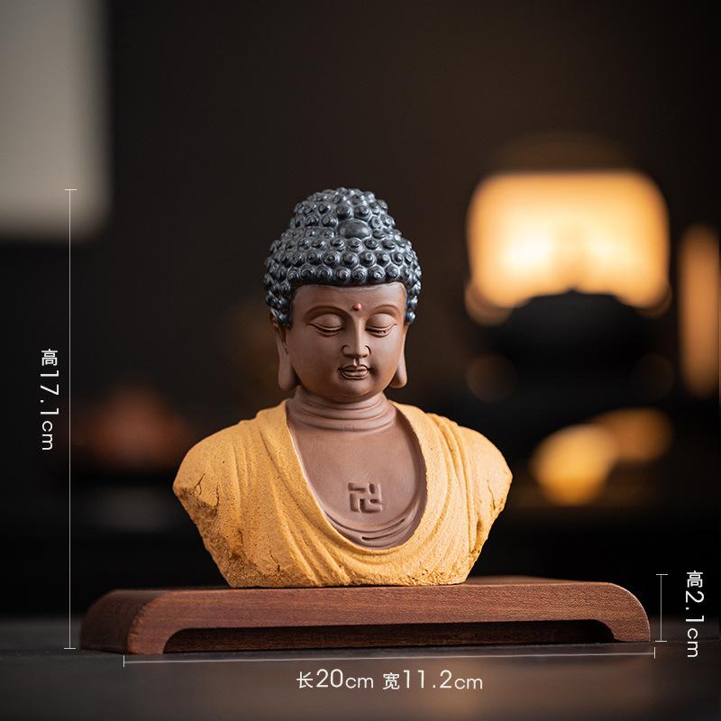 New Chinese Style Buddha Statue of Shakyamuni Buddha, Buddha's Head, Ceramic Handicrafts, Zen Home Decor