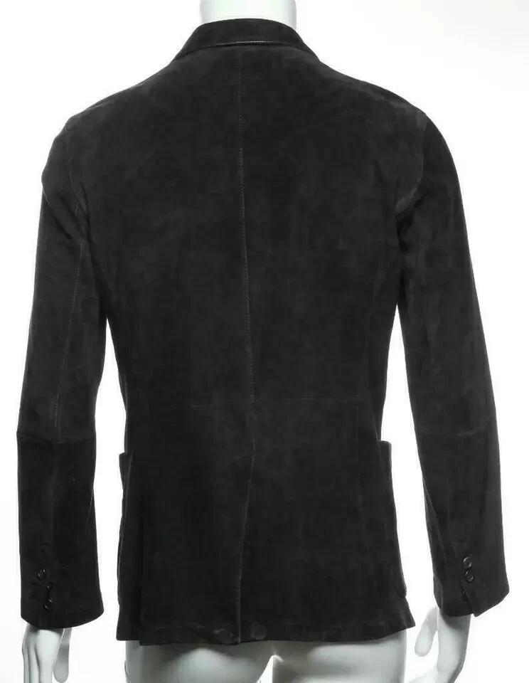 Formal Casual Party Genuine Soft Suede Lambskin Leather Blazer Handmade Stylish