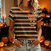 Women's Halloween Print Short Sleeve T-Shirt Casual Fashion Top