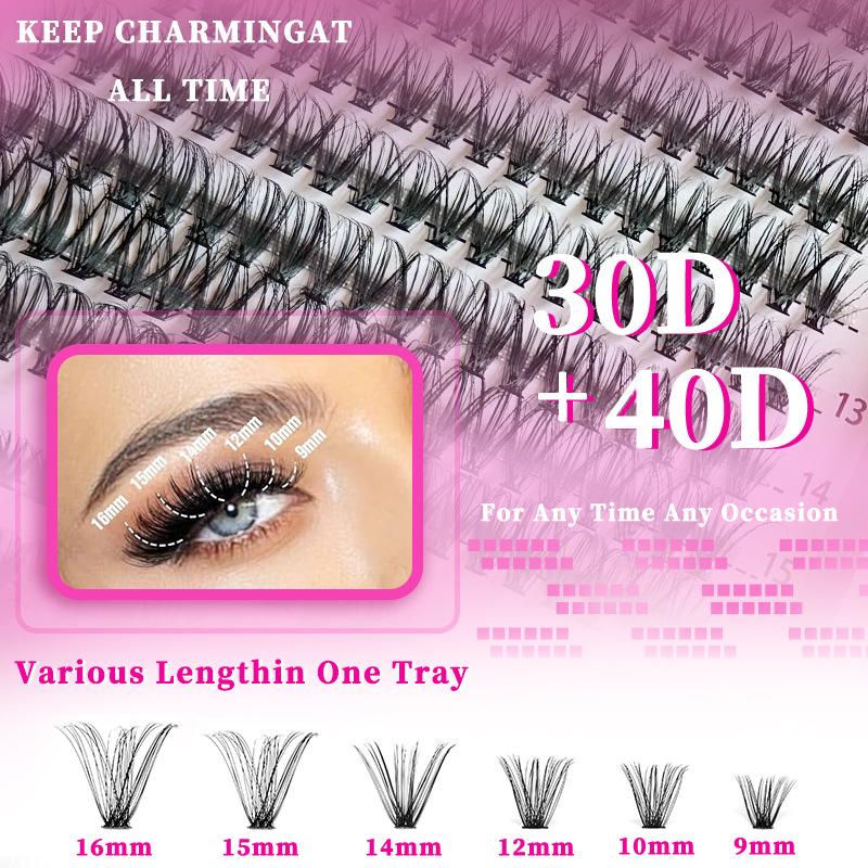 Natural Cluster Feather Lash Kit Segmented Eyelash Lash Glue Eyelash Grafting Kit Lash Extension Essential With Mix Effortless