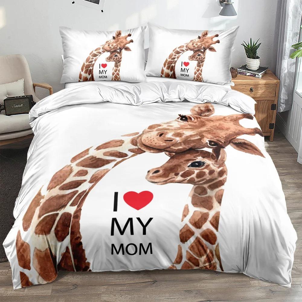 Cute Pet Animal Duvet Cover Set, Realistic Dog Cat Giraffe Bedding, Soft Quilt Cover Pillowcases for Boys Girls Adults Kids